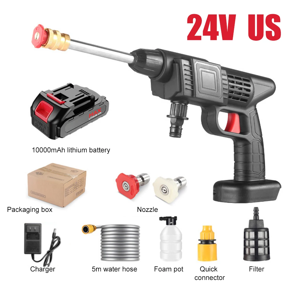 

300W Wireless High Pressure Car Washing Gun 30Bar Pressure Washer Gun 20000mAh 40Min Foam Sprayer Water Gun Car Cleaning Tool
