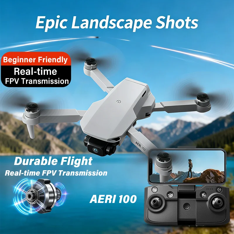 Drone Selfie Poche Aeri 100 FPV en vol avec caméra HD stabilisée et lunettes VR incluses