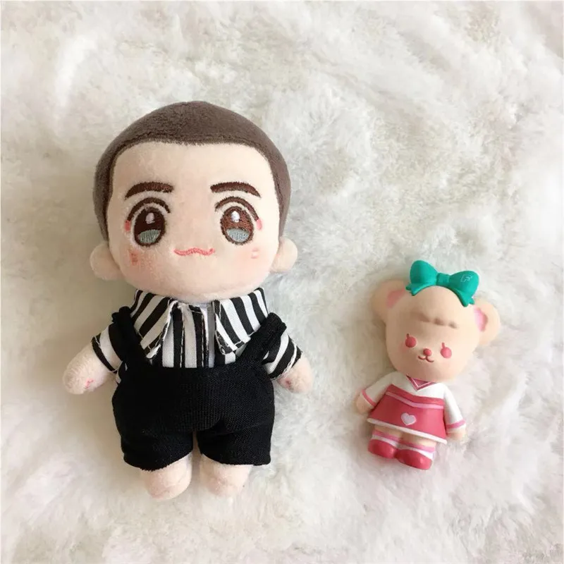 2pc/set 10cm Cartoon Cotton Doll Clothes Cute Black Striped Blue Plaid 10CM Stuffed Doll Accessories Children's Toys