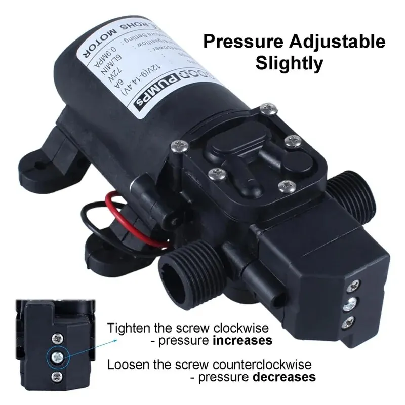 Electric Water Pump DC12V 120PSI 5LMin High Pressure Diaphragm Black Micro Self Priming Sprayer Car Was