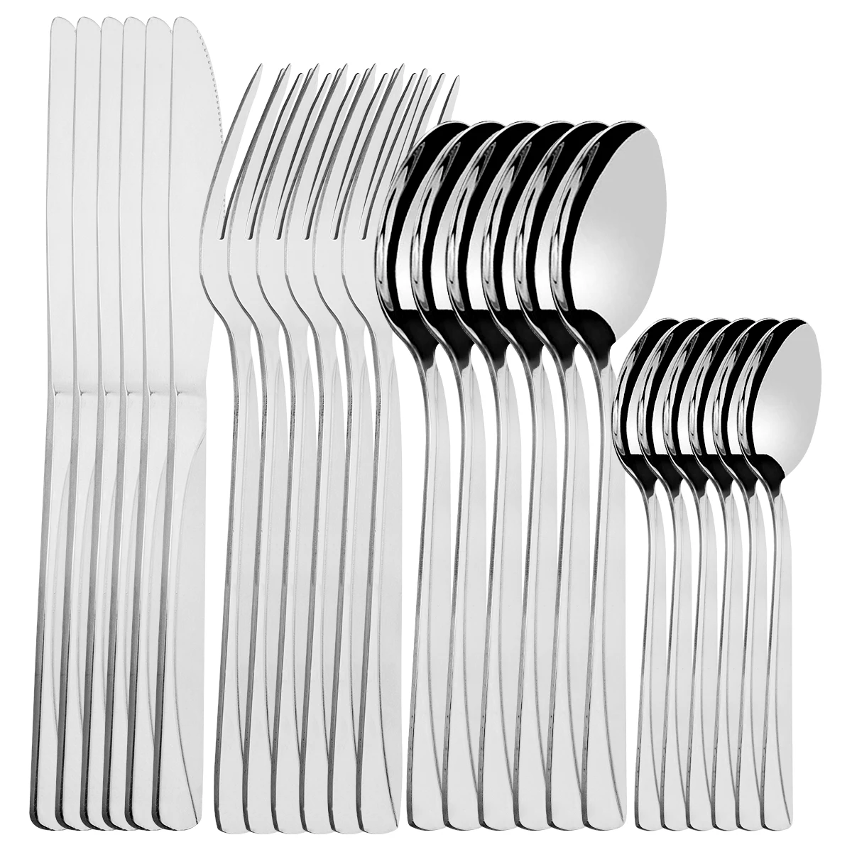 Description Picture 2 of item24Pcs Western Stainless Tableware Set Knife Fork Spoon Outdoor Portable Household Tableware Set Steak Cake Kitchen Dinnerware