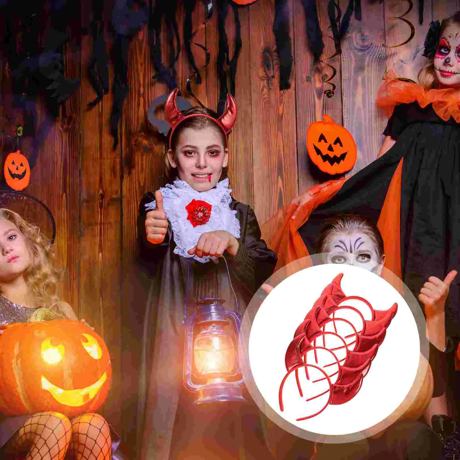 

6 Pcs Halloween Costumes for Kids Head Band Devil's Horn Headband Women Horns Hair Accessories Red Cosplay Hairband Child Man