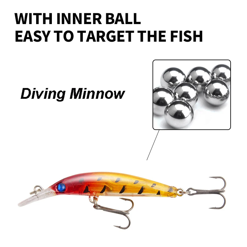 WESTBASS 1PC Diving Minnow Bait 7cm-3.5g Noisy Fishing Lure Trolling  Wobbler Hard Jerkbait leurre Swimbait duro cebos fisching - AliExpress