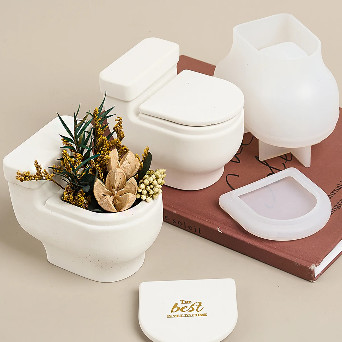 Silicone Mold Fun Toilet Plaster Craft Mold 3D Toilet Shape Storage Box Scented Candle Cup Flower Pot Silicone Mold DIY Home Funny Ornaments
