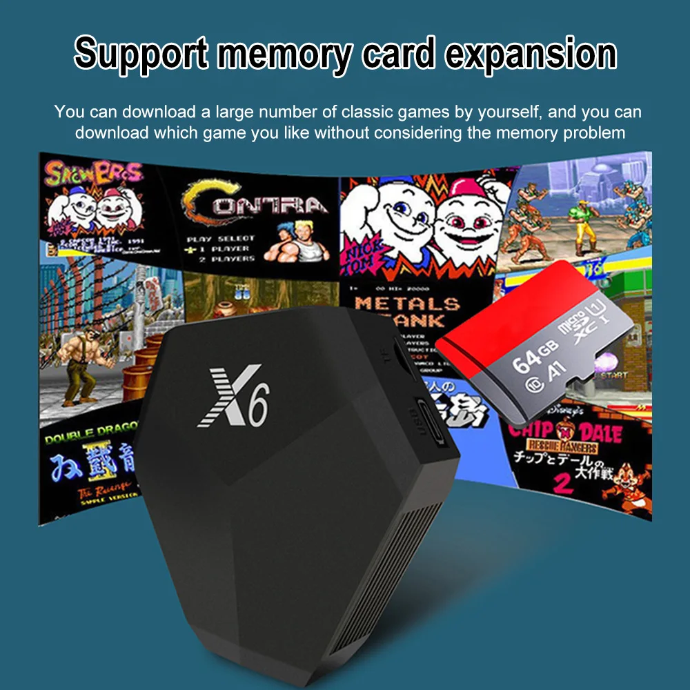 X6 4K HD Video Game Console Built In 15000+/10000 Classic Games Retro Console Wireless Controller AV/HD Output Mini Game Box