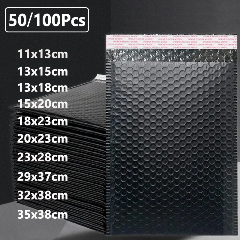 50/100Pcs Delivery Package Packaging Black Business Supplies Envelopes Shipping Packages Bubble Envelope Packing Bag Mailers
