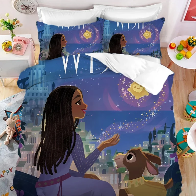 thumbnail image 1 of Disney Wish Asha funda nórdica con funda de almohada, dibujos animados de Anime, princesa Asha, juego de cama de Navidad, decoración de dormitorio, regalo para niños, 1 of 4