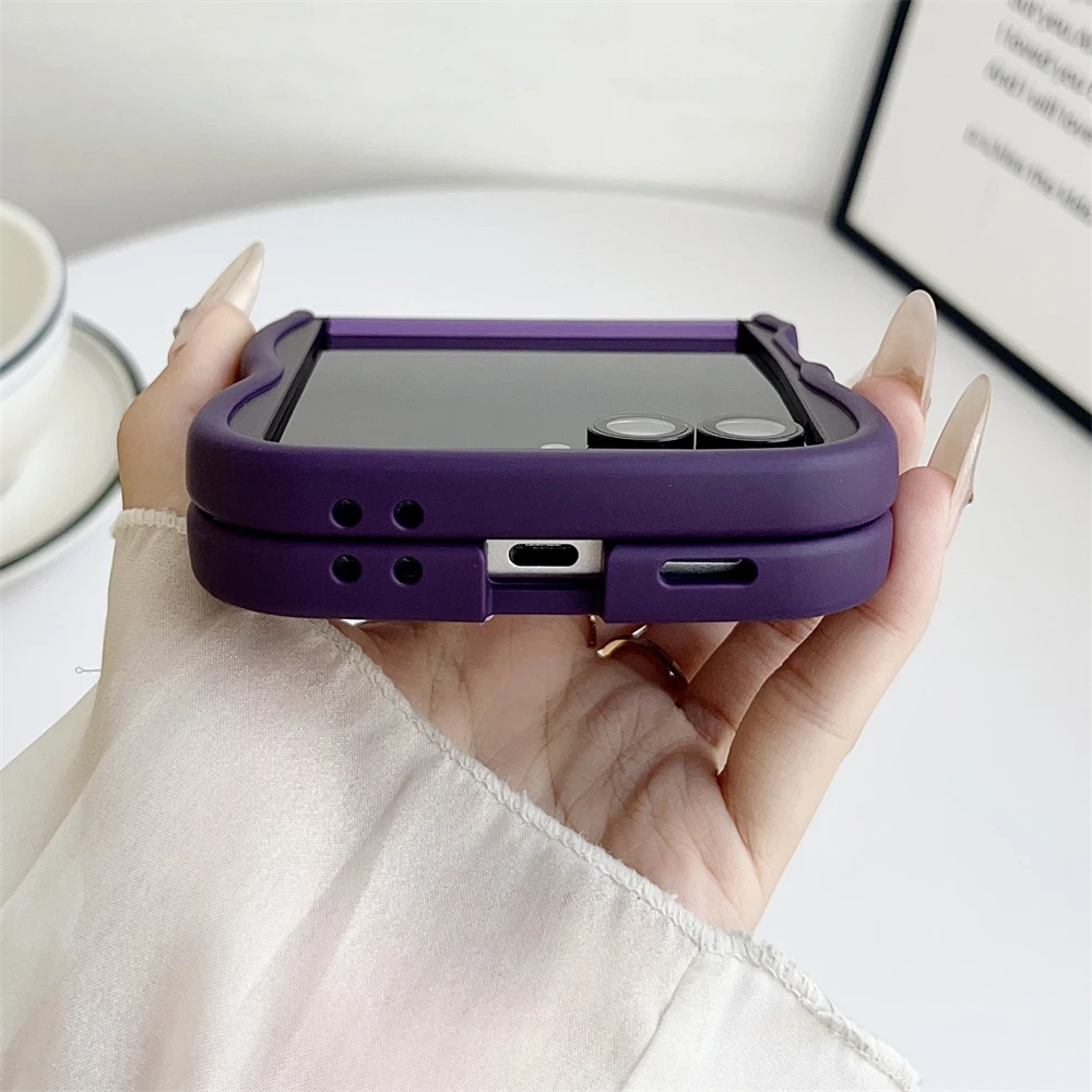 Mirror Rotating Bracket Magnetic Matte Case for Samsung Z Flip 7 6 5 4 3 for Magsafe Shockproof Wave Stand Holder Soft Cover 5