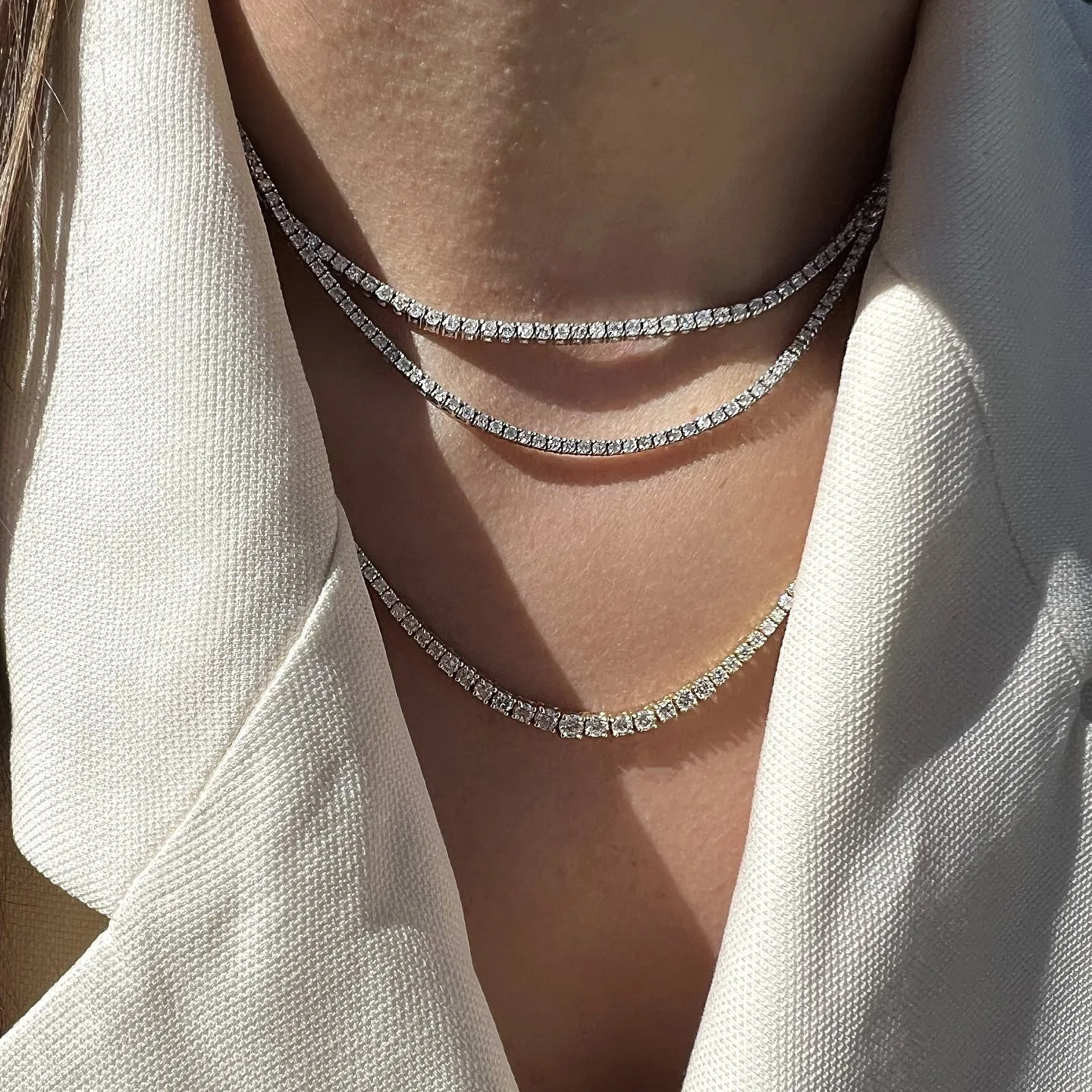 

MB12 custom 925 sterilng silver small stones Tenni necklace