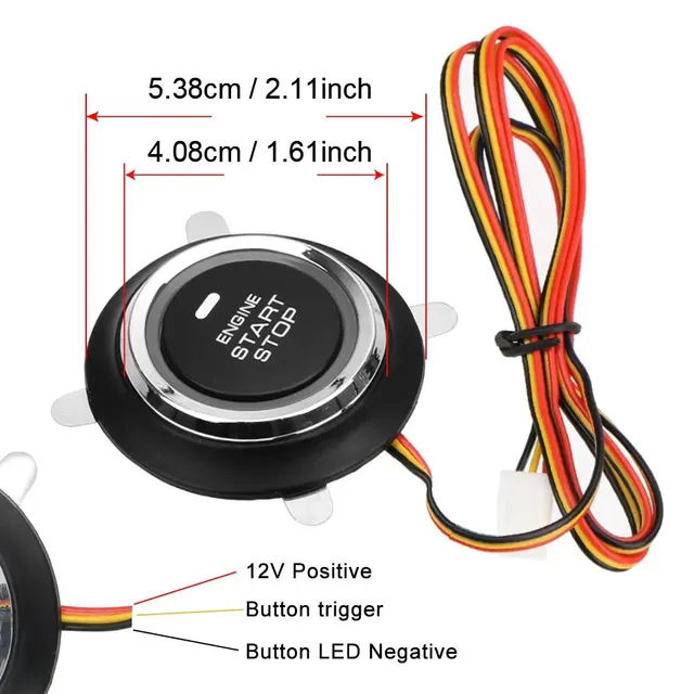 Interruptor de arranque sin llave Universal para coche, botón de arranque de parada de motor, entrada, 12V - Imagen 5