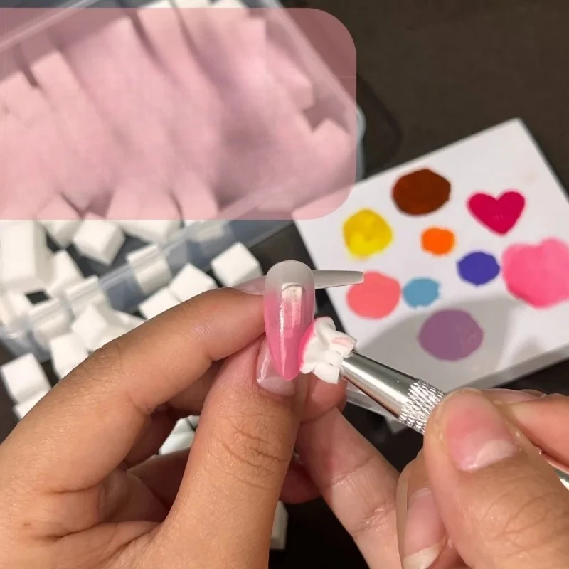 Manicure Supplies Set: Square Nail Art Sponge + Gradient Nail Brushes +Gel Polish Grab Pen- All-in-One Tools for DIY Nail Design - 3