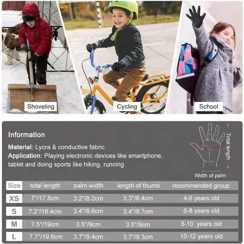 Cycling gloves sport gloves winter gloves Winter children bicycle riding gloves warm non-slip waterproof touch screen outdoor sport bike cycling skiing full-finger gloves