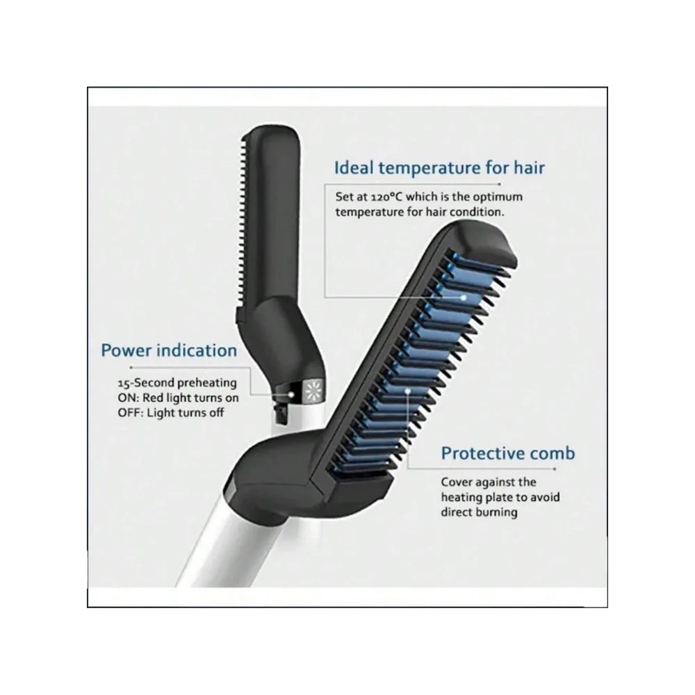 EU Plug Men's All-in-One Ceramic Hair Styler Comb Straighteners Curlers Set Styling Combs Straighteners Men's Quick Styler