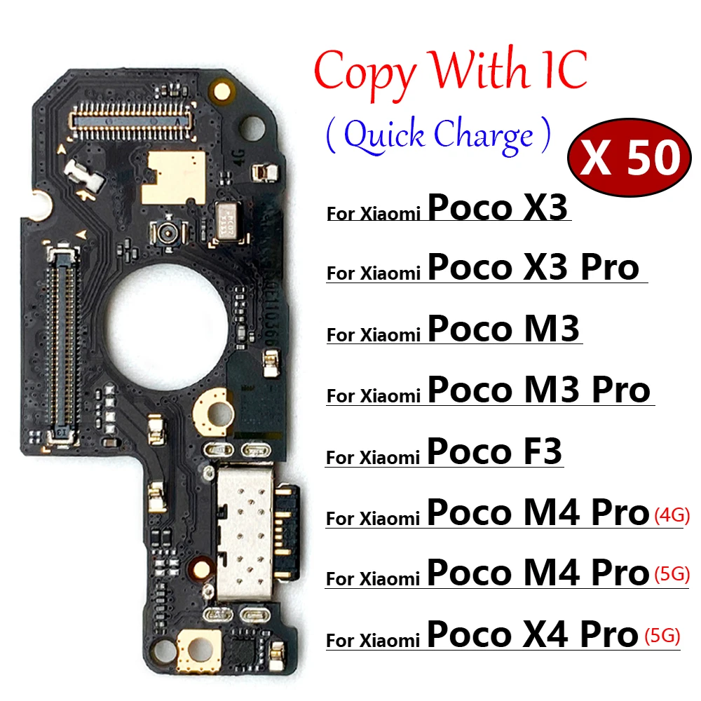 

50Pcs/lot, USB Charging Port Mic Microphone Dock Connector Board Flex Cable For Xiaomi Poco M3 F3 X3 M4 X4 Pro 4G 5G