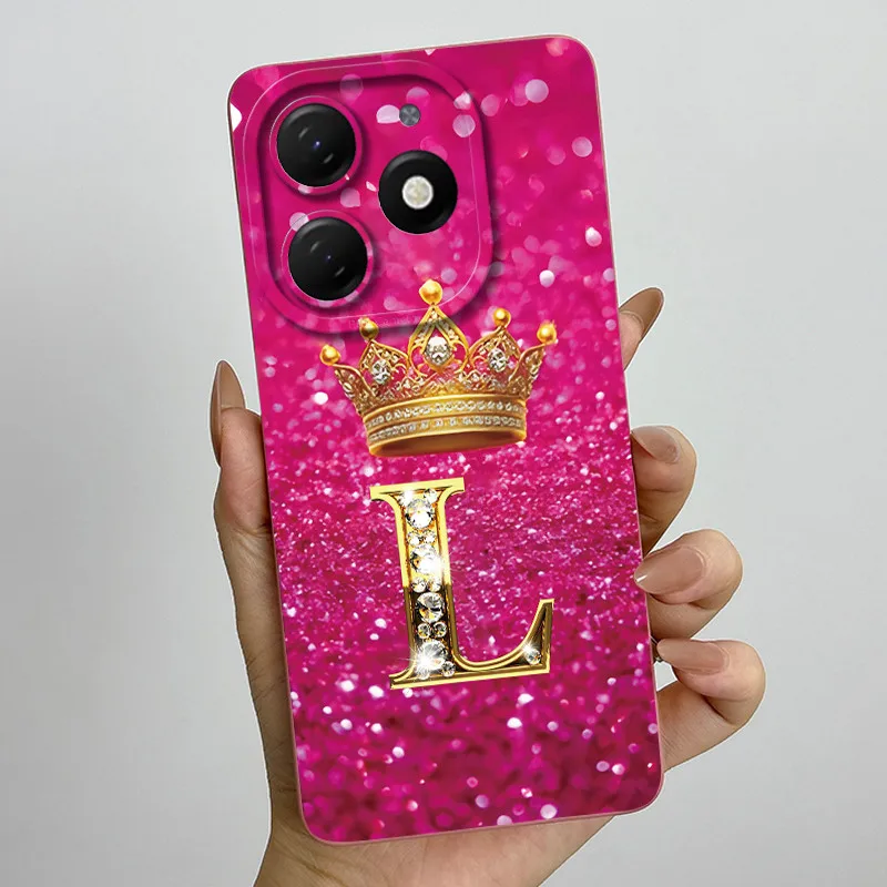 Crown Letter Silicone Soft Phone Case with Camera Protection and Back Cover Bumper