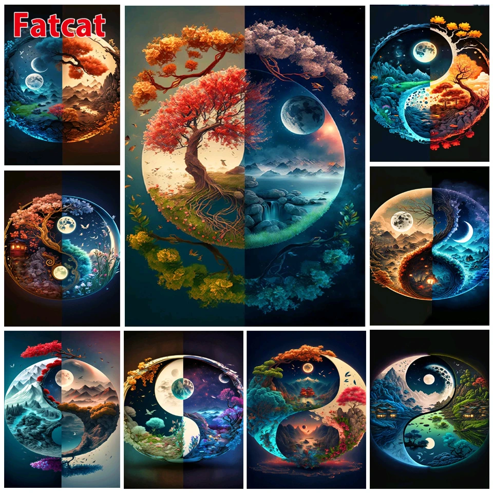 YSCOLOR Diamond Painting Diamant Broderie Éléments Chinois Yin Et Yang