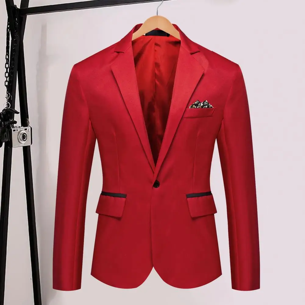 Men Suit Coat Formal Business Style Slim Fit Single Button Cardigan Lapel Long Sleeve Commute Office Groom Wedding Suit Jacket
