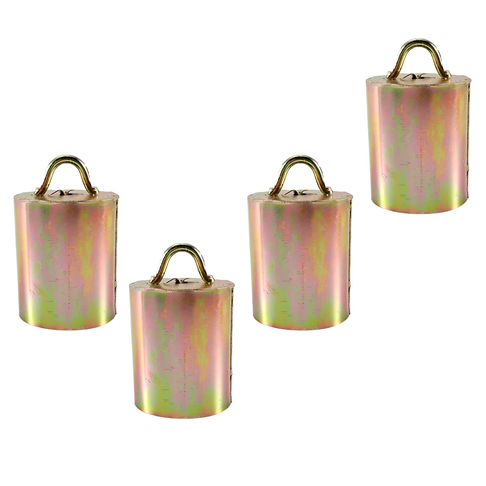 4 Pcs Galvanized Cow Bell Cowbell Tin Bells Farm Animal Long Distance Loud Livestock Anti Lost Pendant