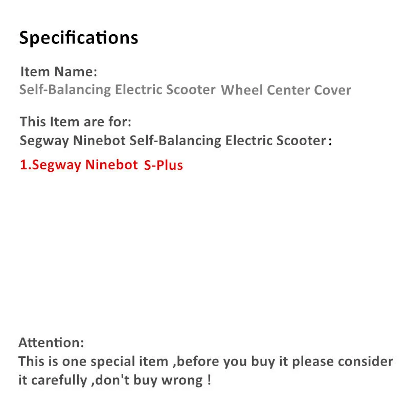 JayCreer Self-Balancing Electric Scooter Wheel Center Cover For Segway Ninebot S-Plus scooter wheel cover