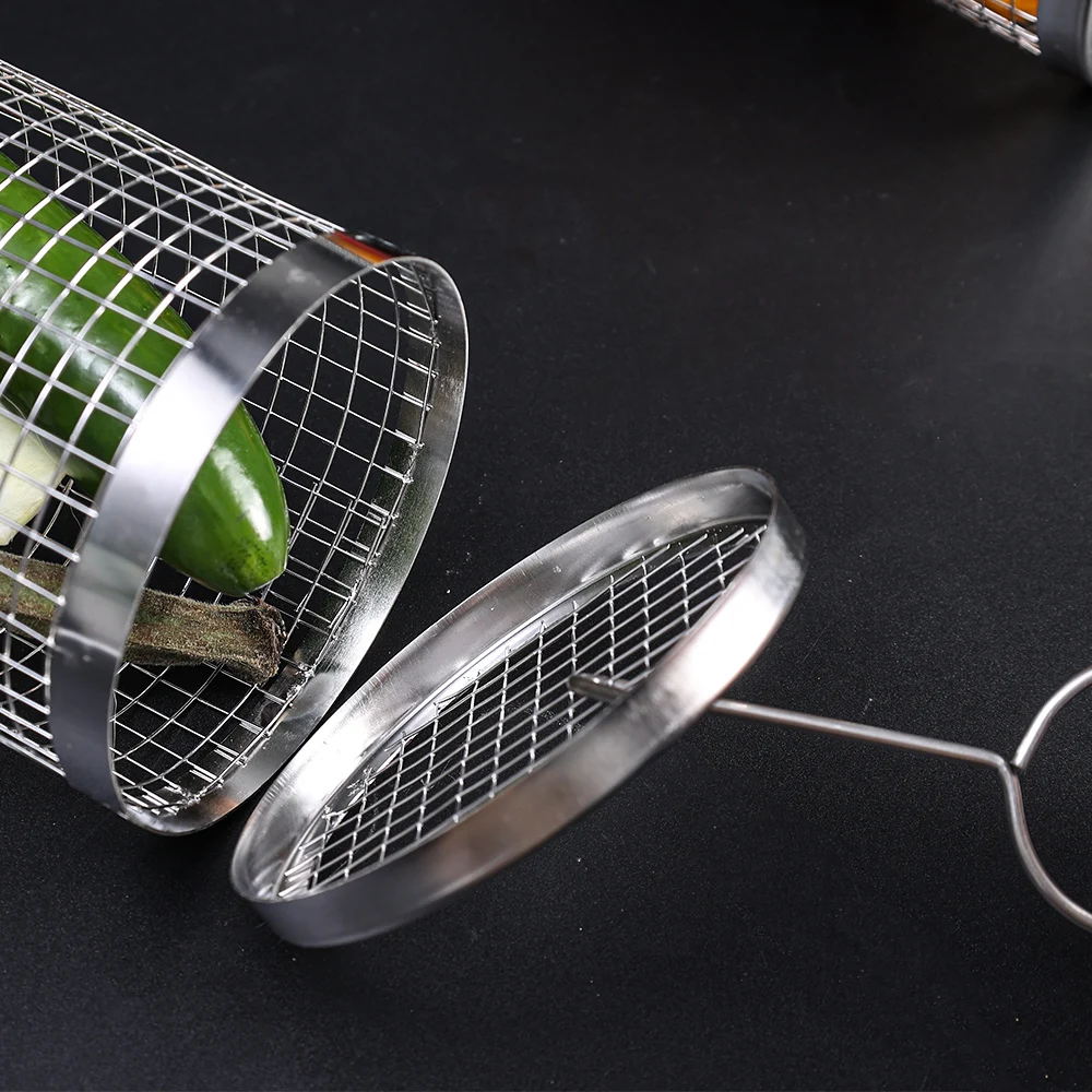 Camping BBQ Grilling Basket Charcoal Grill Outdoors Barbecue Tools Portable Nonstick Roasting