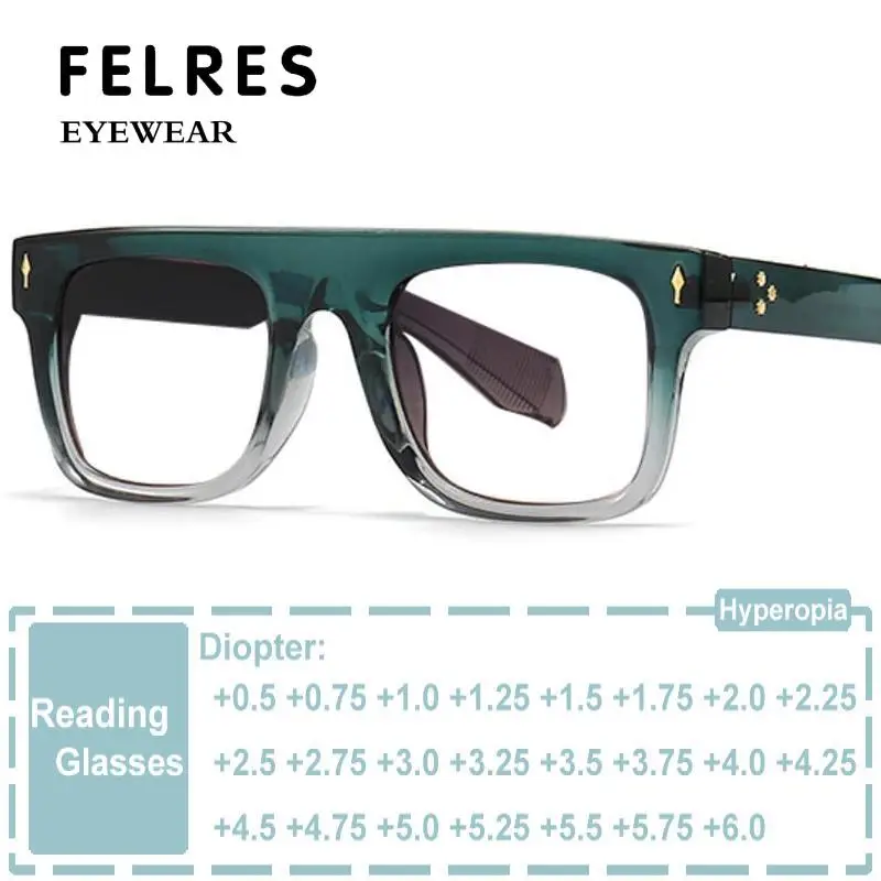 Rice Nail Flat Top Glasses Luxury Square Frame Retro Reading Glasses Men Women Anti Blue Light Computer Presbyopia Eyewear
