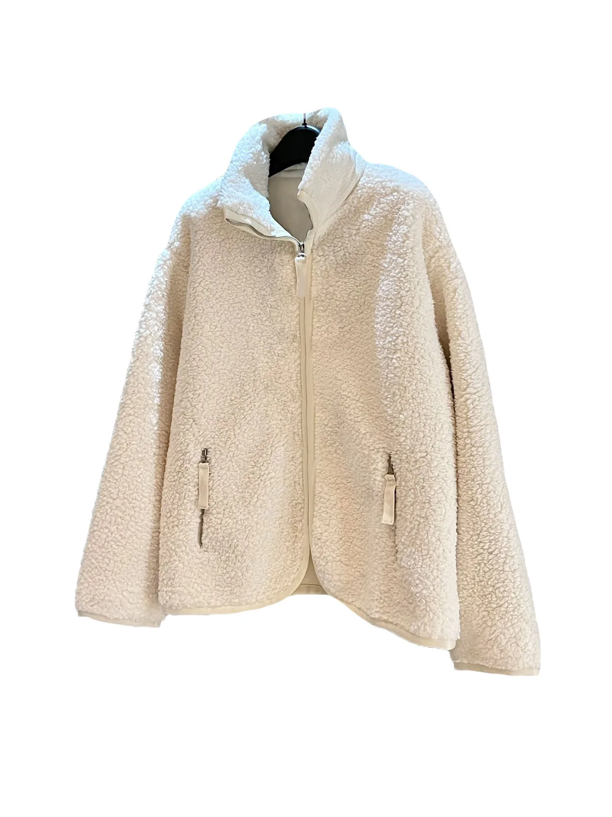 

Lambswool jacket lapel short loose fit solid color double pocket design warm and comfortable 2023 winter new 1206