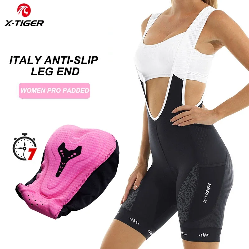 X-TIGER Summer Women's Pro Cycling Bib Shorts Competitive Foam Padded MTB Bib Shorts Breathable Tights