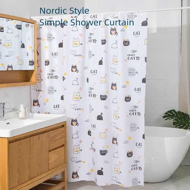 Cortinas de ducha impermeables y antimoho para baño, accesorios de baño de  poliéster con estampado Simple oculto - AliExpress