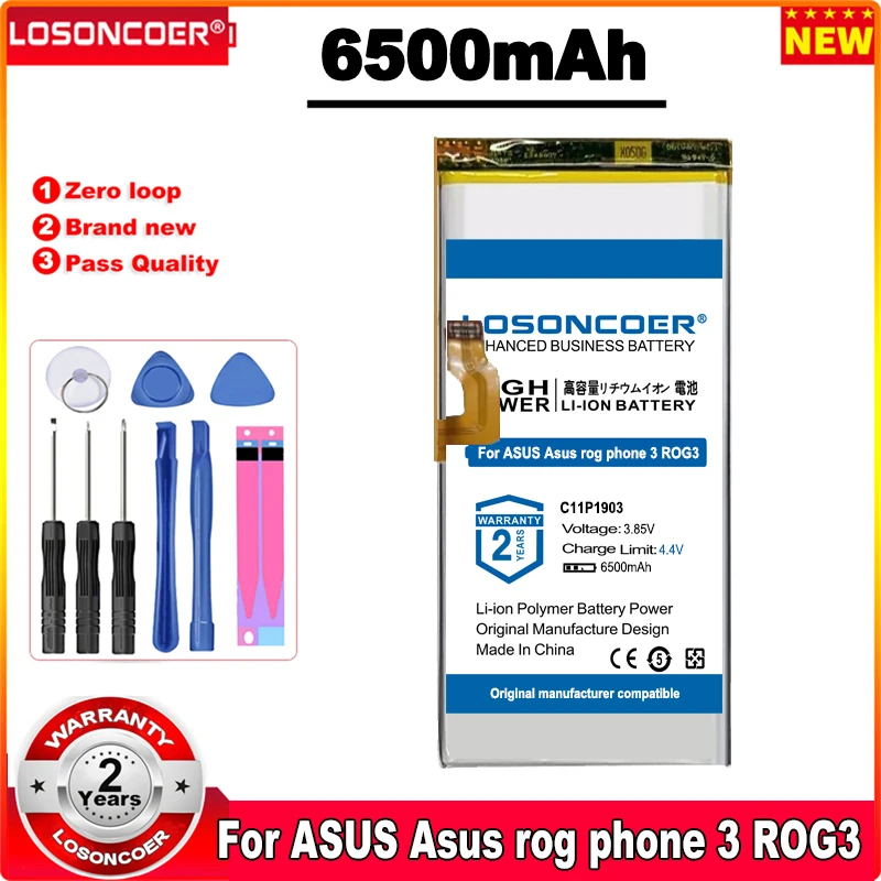 

Аккумулятор LOSONCOER C11P1903 на 6500 мАч для ASUS Rog Phone 3 ZS661KS ROG3