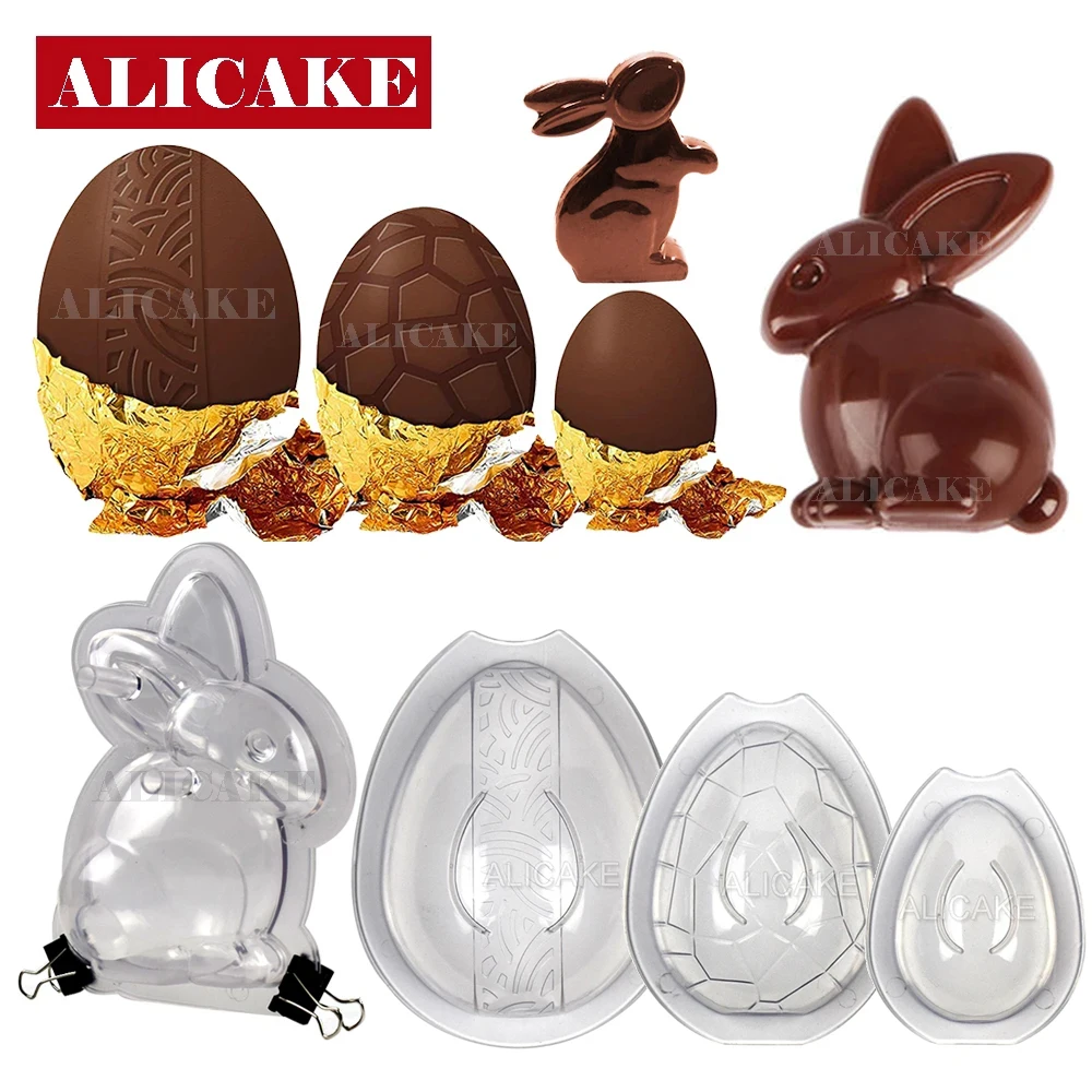 3Pcs Lage Bunny Mold Easte Egg Silicone Mold Fo Chocolate