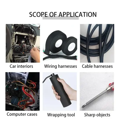 Flannel Cloth Harness Tape Anti Noise Wear Resistant Self Adhesive Fabric Tape for Car Wiring Harness Auto Interior Protection - Image 3