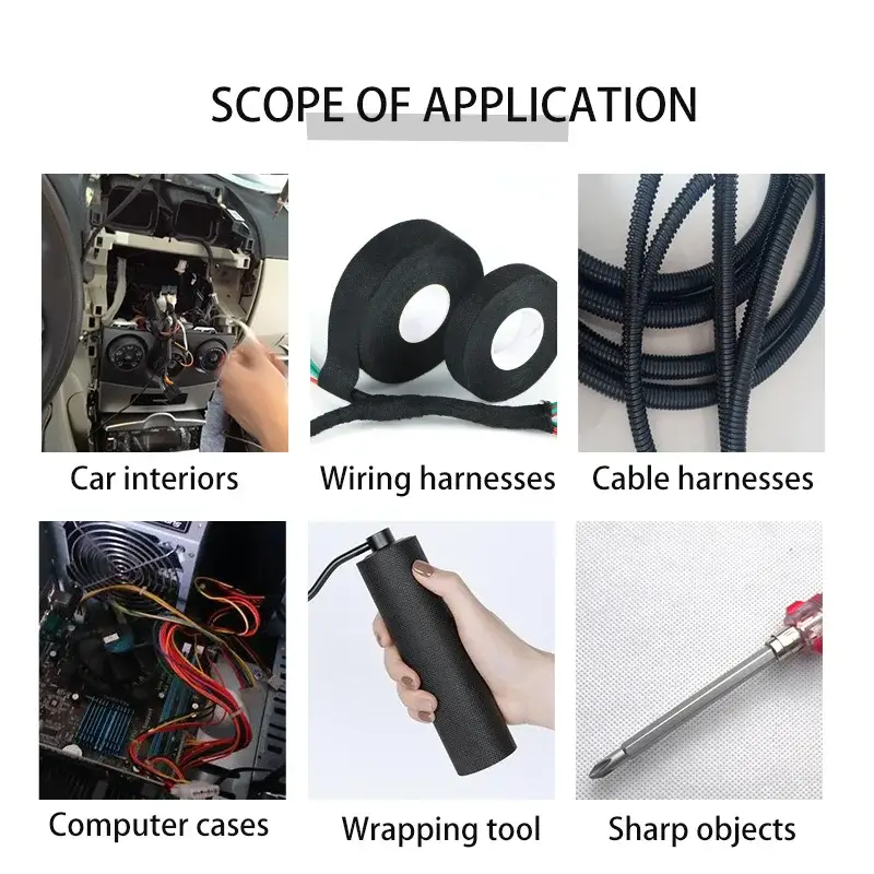 Flannel Cloth Harness Tape Anti Noise Wear Resistant Self Adhesive Fabric Tape for Car Wiring Harness Auto Interior Protection - Image 3