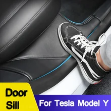 Coussinet de protection en cuir pour porte arrière, 2 pièces/ensemble, Anti-coup de pied caché, pour Tesla Model Y