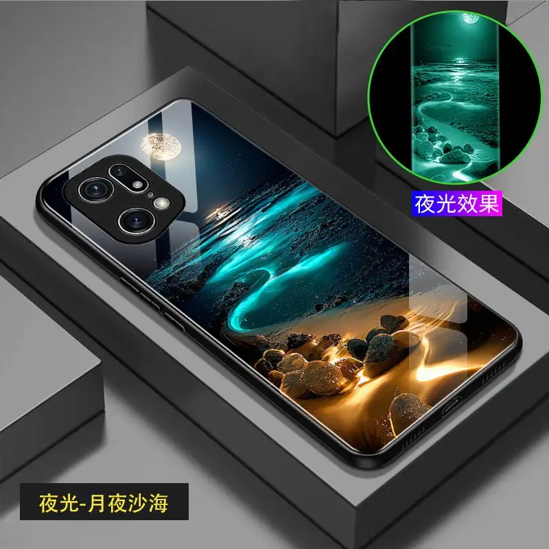 

Светящаяся фотография для OPPO Find X5 чехол с изображением пляжа светящийся Темный чехол для OPPO Find X5 Pro Чехол