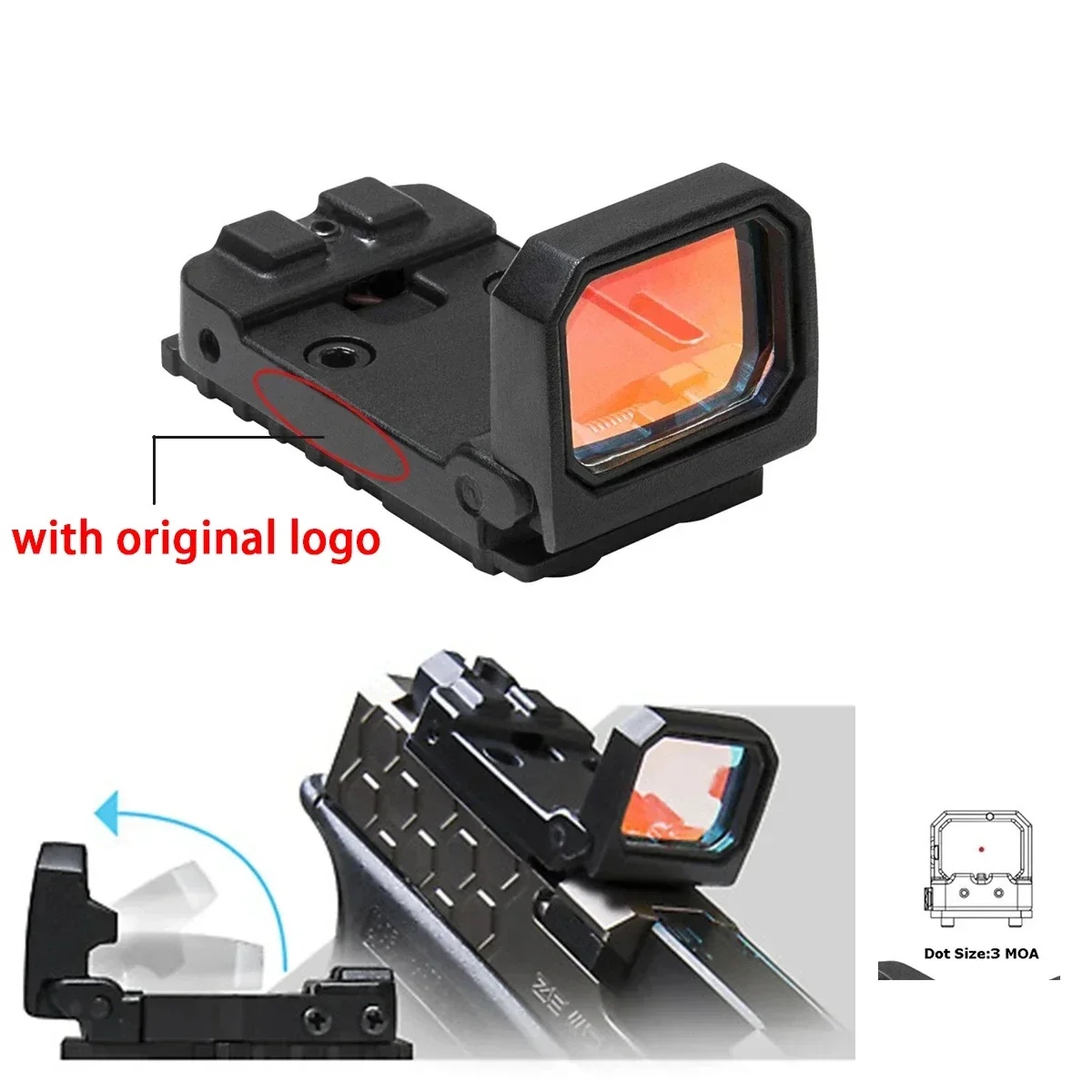 Hunting RMR VISM Flip Up Red Dot Sight Riflescope Glock MOS 1913 Mount For Airsoft Pistol Glock 17 19 AR15 Accessories red dot sight riflescope mount rifle scope