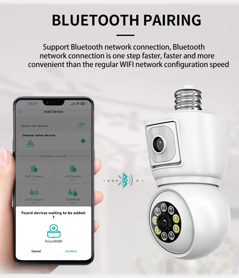 ICSEE 4K 8MP E27 Bulb WiFi Camera Dual Lens Dual Screen Auto Tracking Two Way Audio Color Night Vision 4MP Surveillance Camera 3
