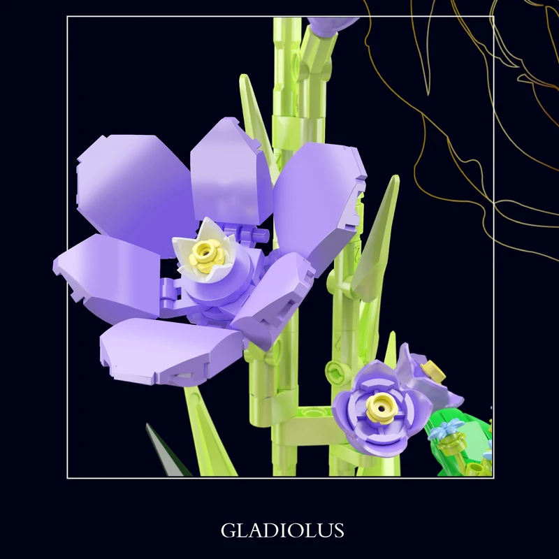 몰드 킹 10009 꽃 부케 빌딩 블록, 화려한 장미, 꽃병 모형 조립 꽃 벽돌, 어린이 크리스마스 선물