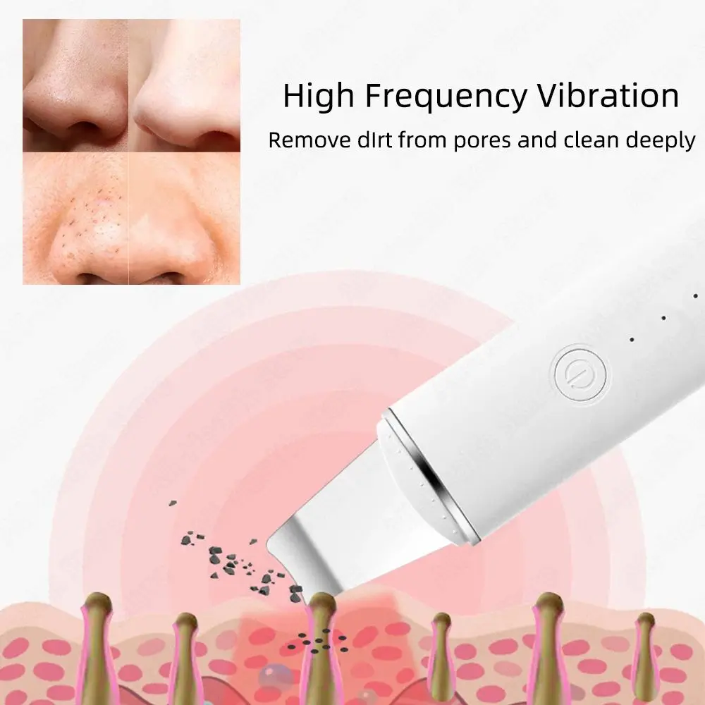 Ultrasonic Skin Scrubber Face Spatula Deep Cleansing Ion Face Lift Acne Blackhead Remover Peeling Shovel Machine USB Rechargable