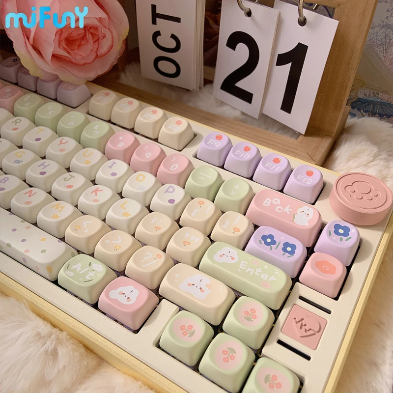 Mifunny Pastel Flor Keycap Perfil Moa Soa Teclado Mecânico Kawaii Keycaps Personalizados Keycaps Bonitos - Imagem 4