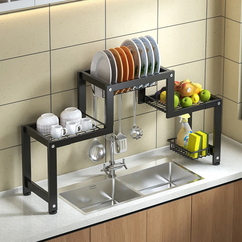 Stainless Steel 201 Over Sink Dish Rack Adjustable Dish Drainer Rack  Anti-Rust Sink Drainer Draining Rack for Kitchen