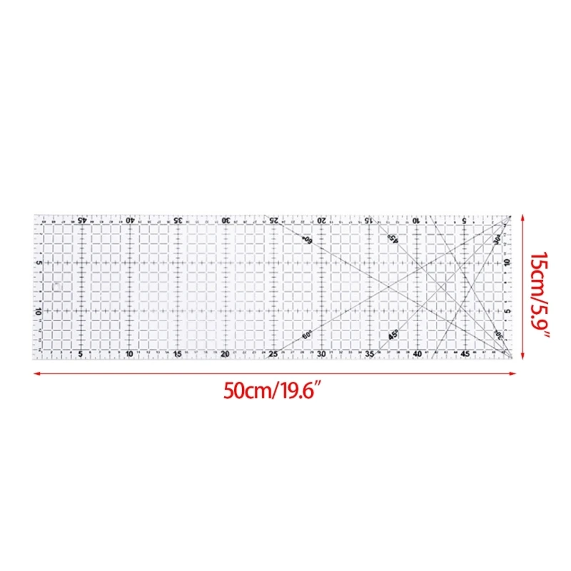 Clear Sewing Template Ruler Patchwork Cutting Pad Double Colored Lines Grids Angle Alignment Lines for Precise Quiling