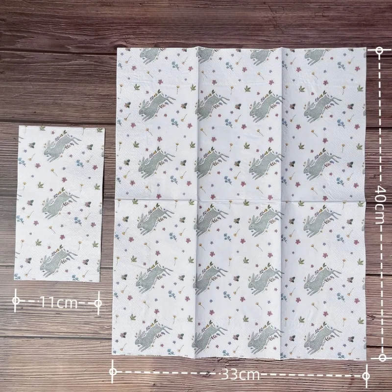 20pcs 33*40cm 3-Ply Easter Element Napkin Bunny Pattern Disposable Wine Glass Flower Paper Placemat DIY Decoupage