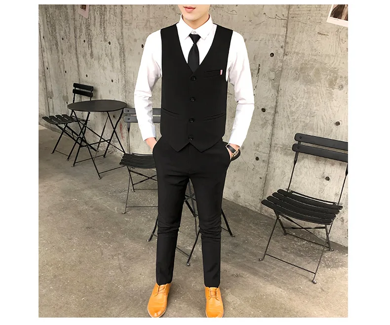 (suit + Trousers + Vest) 2022 Solid Color Fashion Trend Slim Fit Leisure Business Attire British Style Men's Three Piece Suit blazer suit
