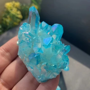 Blue Titanium Quartz Crystal Cluster 3