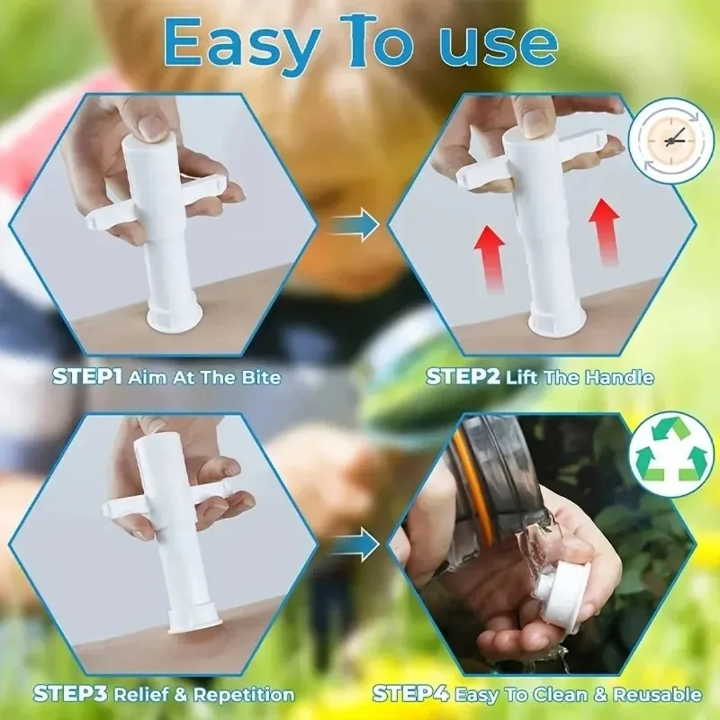 2-in-1 Venom Extractor Suction Tool - Chemical-Free Relief for Bee Stings &Mosquito Bites, Portable First Aid Kit with 1 Nozzles