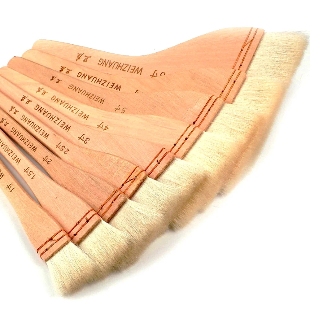Wooden Handle Goat Hair Paint Brushes Smooth Sanding for Wall 10 Sizes Watercolor Acrylic Oil Painting Drawing Art Supplies 5