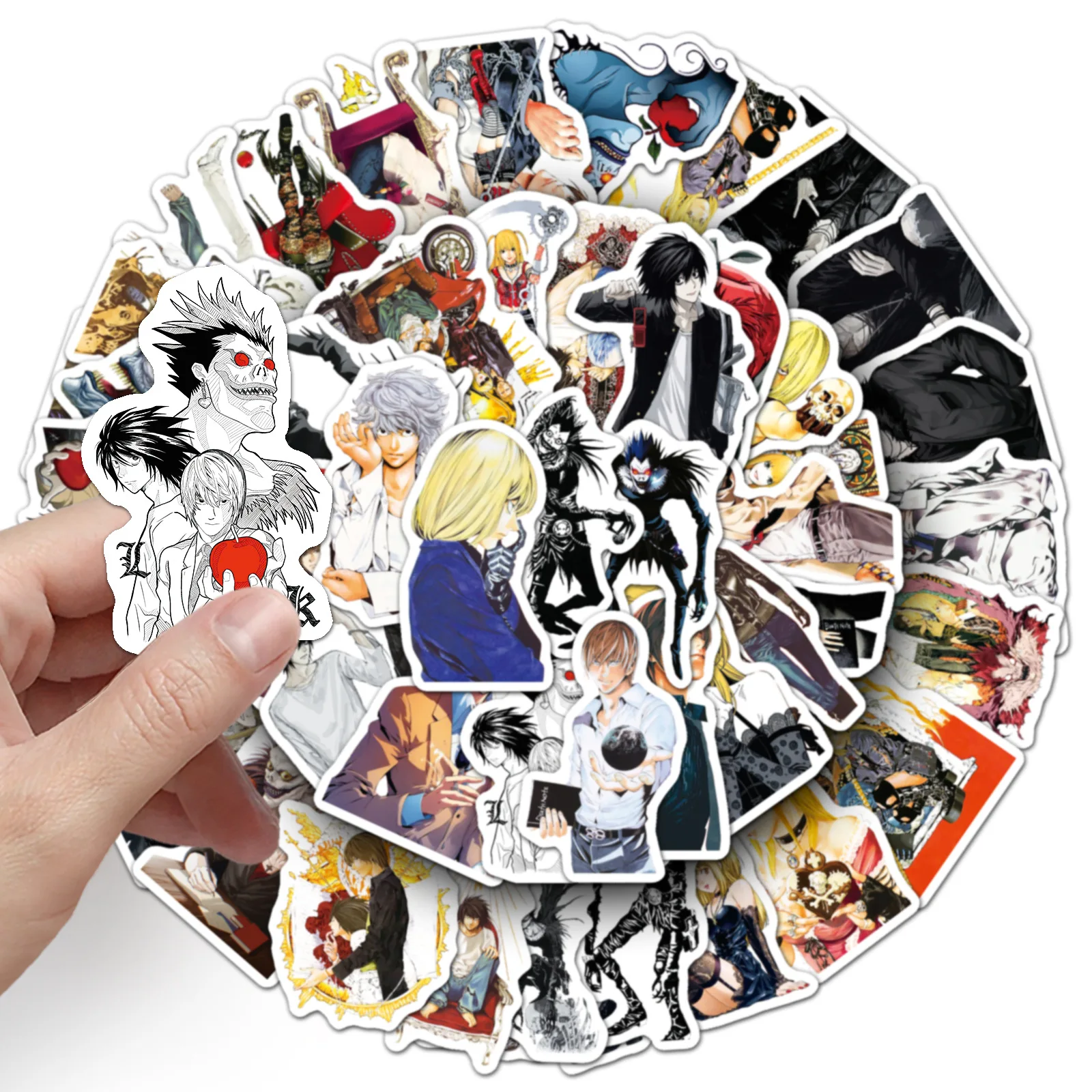 50PCS 데스 노트 스티커 야가미 라이트 그래피티 스티커 DIY 일기 전화 케이스 수제 스크랩북 미적 스티커