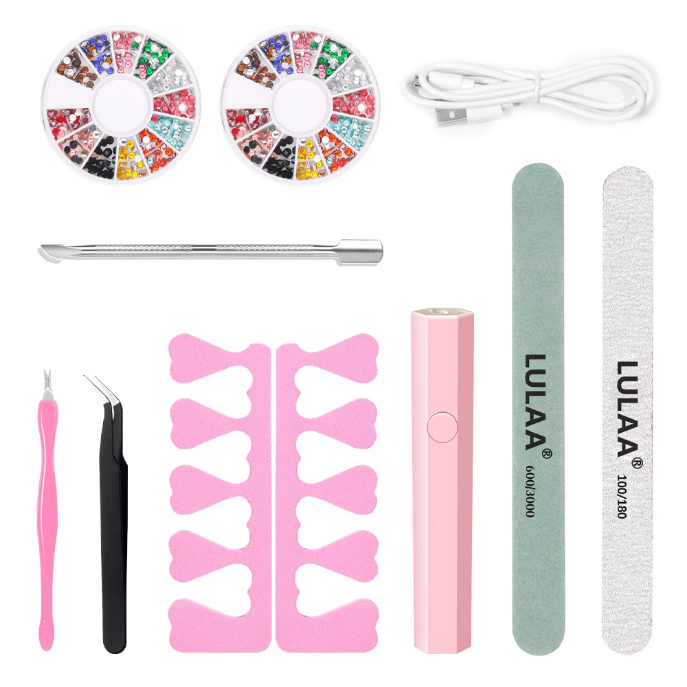 

LULAA Manicure Set for Nail Art Pen Kit Nail Care Accessories Set Handheld Nail Lamp Polishing Block Manicure Tools