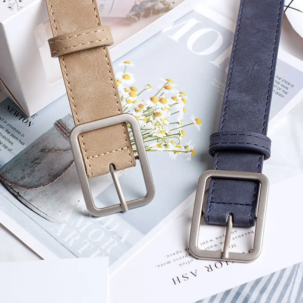 Fashion Square Pin Schnallen Gürtel Frauen Silber Schnalle Leder Gürtel für Jeans Retro Wilden Gürtel für Frauen Bündchen Student Strap – Detail 8
