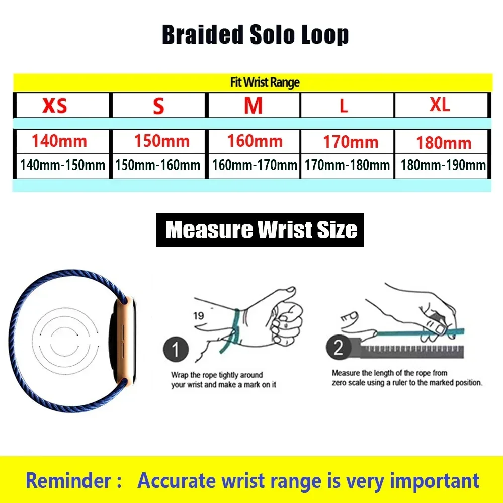 Braided Nylon Solo Loop for Smartwatches - Durable and Stylish Watch Strap Replacement Bracelet